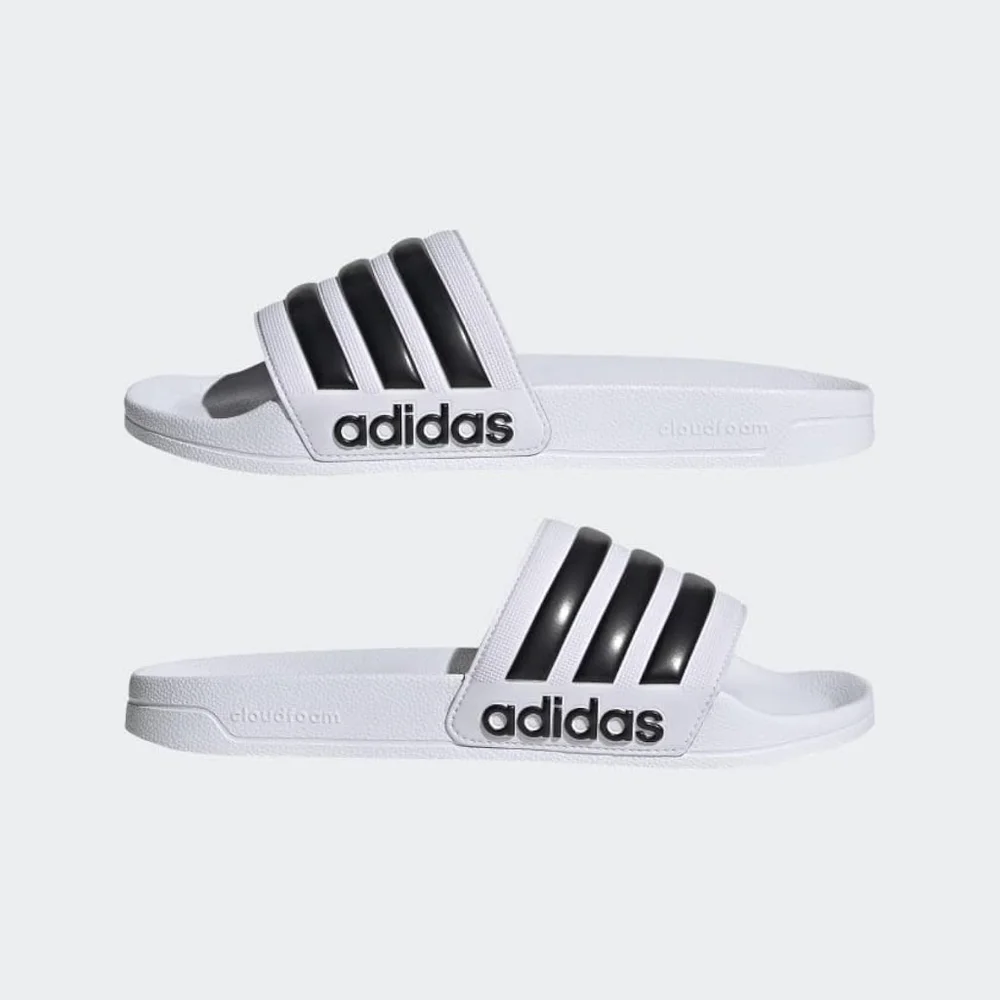 NWT adidas Unisex Adult Adilette White/Core Black/White Shower Slides